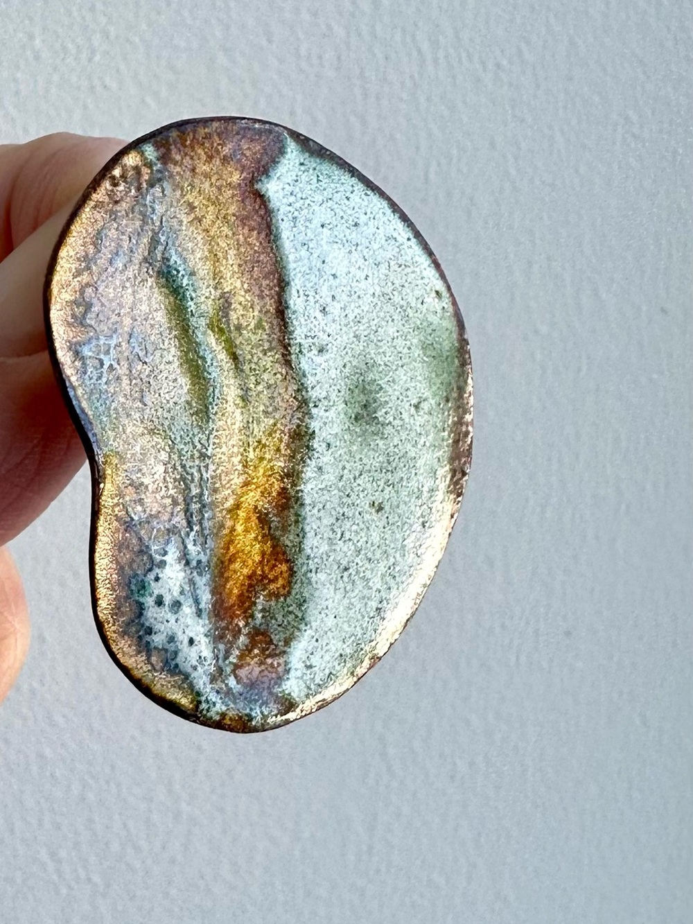 Artisan Copper Enamel Disc Stud Earrings